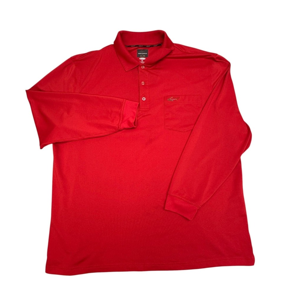 Greg Norman For Tasso Elba Polo Shirt Mens XL Red PlayDry Long Sleeve Golf